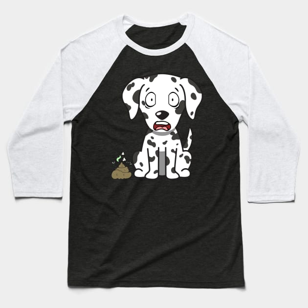 Funny dalmatian smells poo poo Baseball T-Shirt by Pet Station